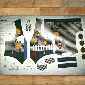 Vintage Quilt Fabric Panel: SPRINGTIME VEST 🌻 Sunflower Folk Art